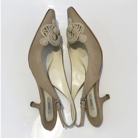 Prada Leather Slingback Leather Heels sz 9.5 - Picture 4 of 4